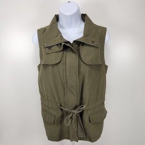 Princess by Vera Wang Zip Up Cargo Vest Size M Army‎ Green Womens Sleeveless
